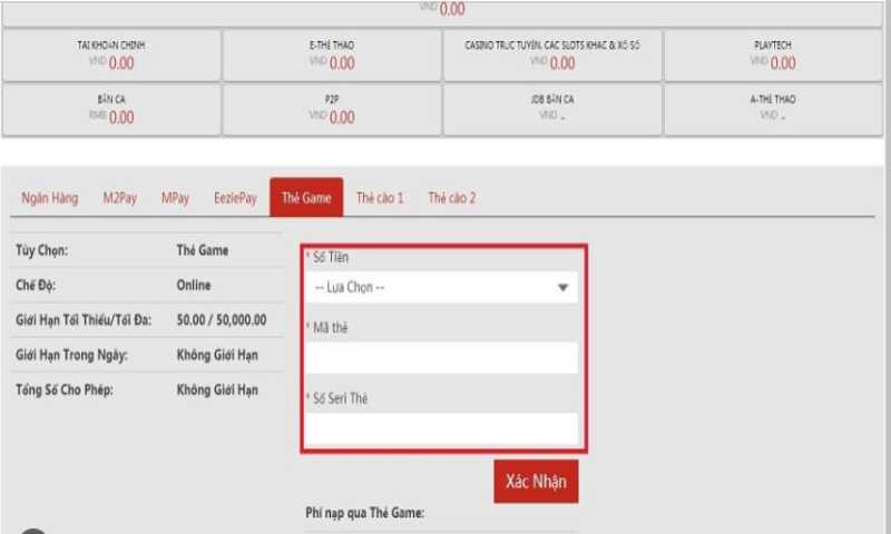 Nạp tiền Bongvip368
